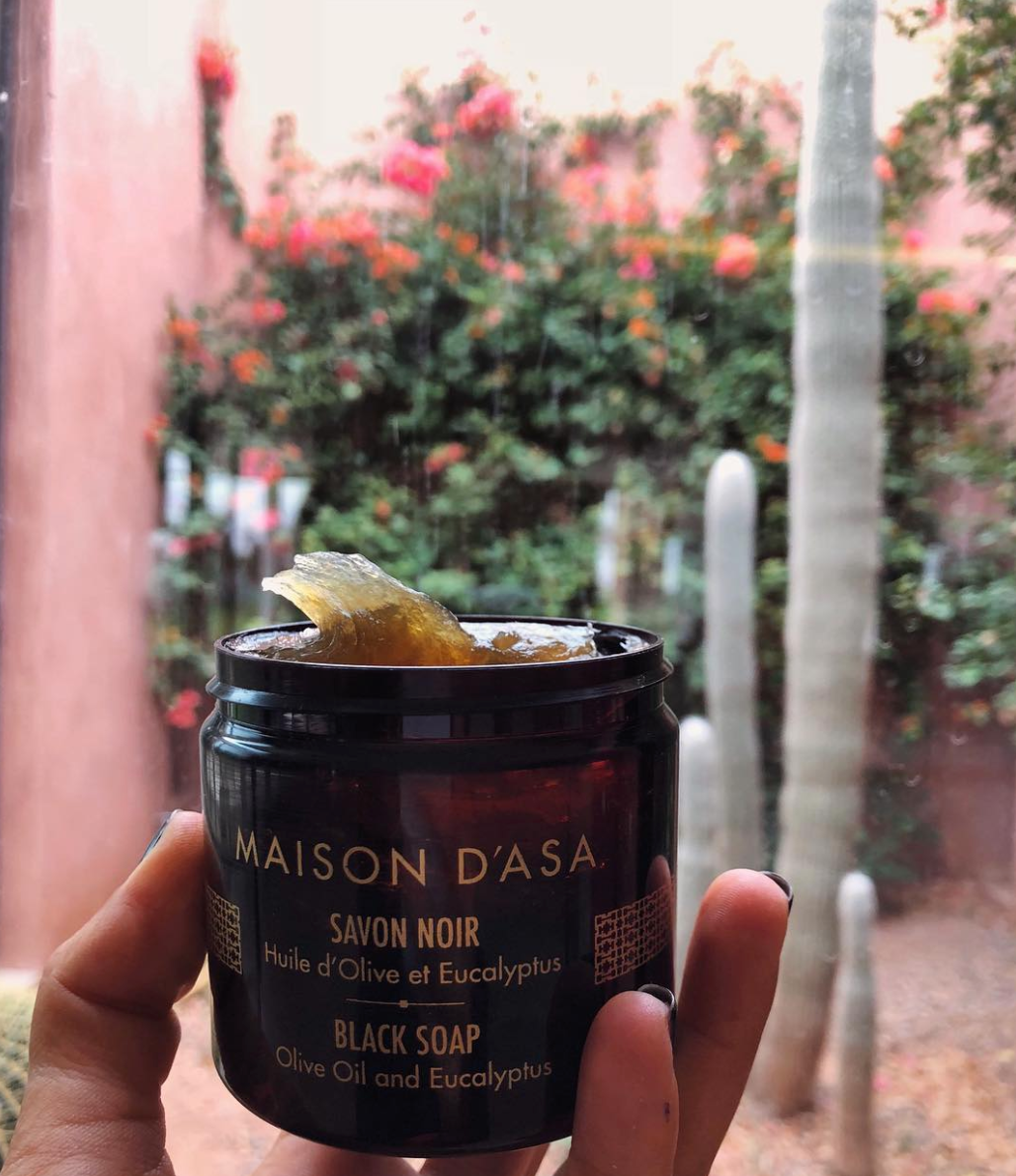 Black soap at olive oil and eucalyptus