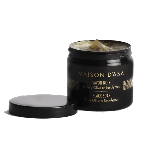 Black soap at olive oil and eucalyptus